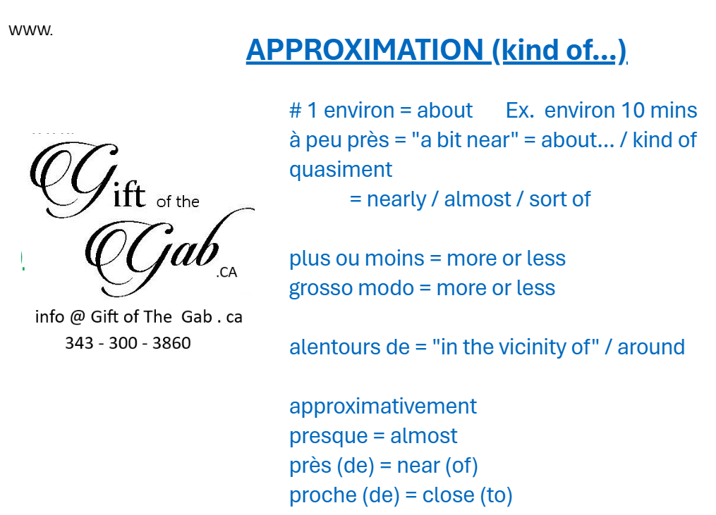 Approximation Vocabulaire PRÉCIS