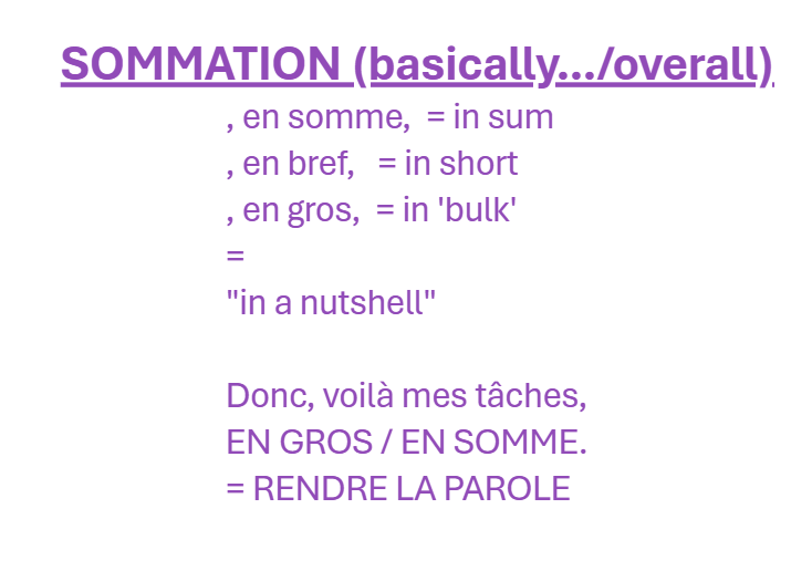 Sommation Vocabulaire PRÉCIS